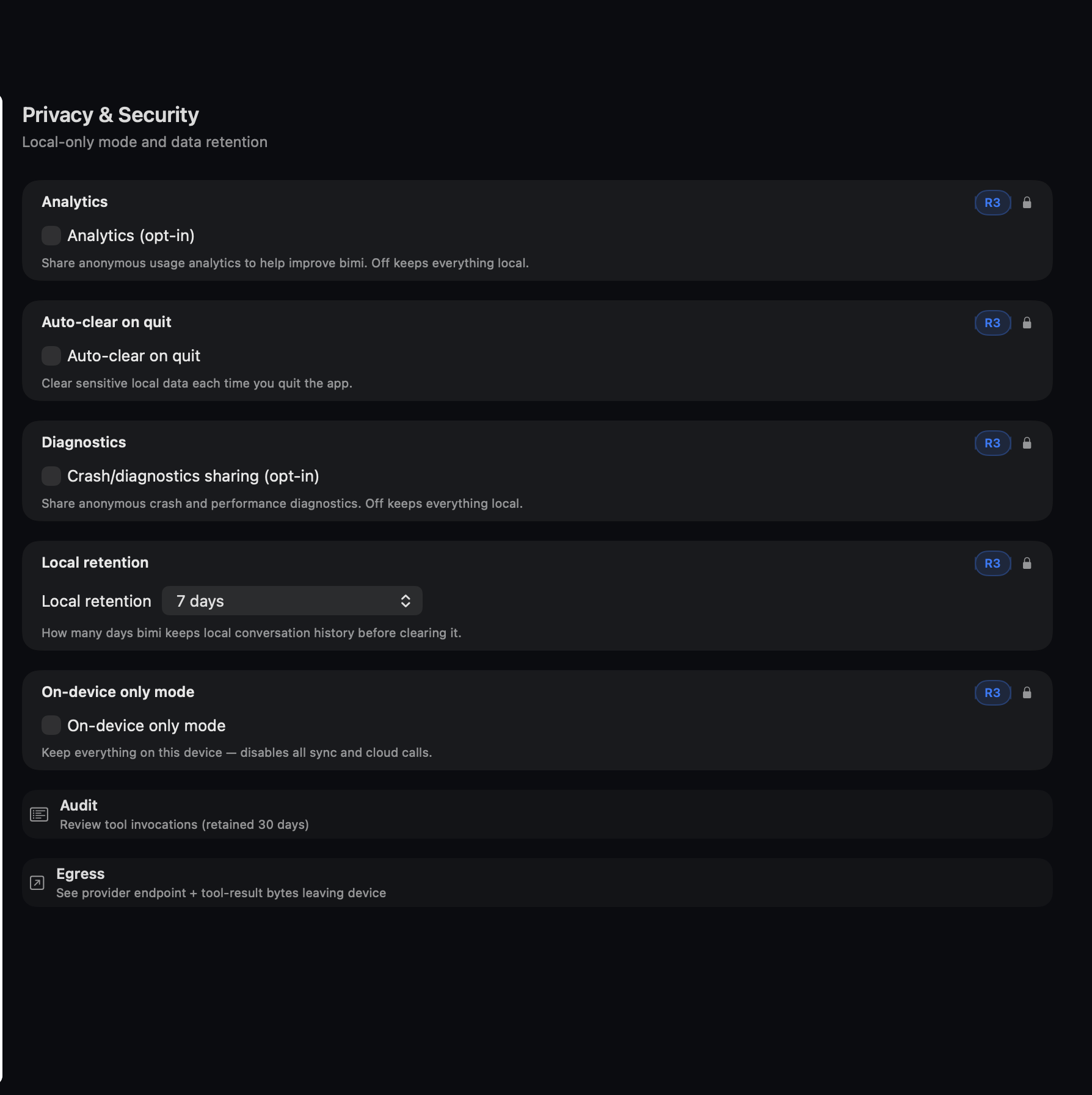 Privacy settings