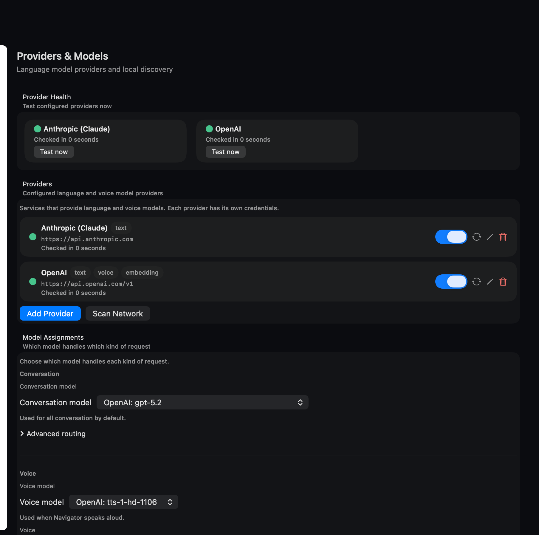 Providers and routing